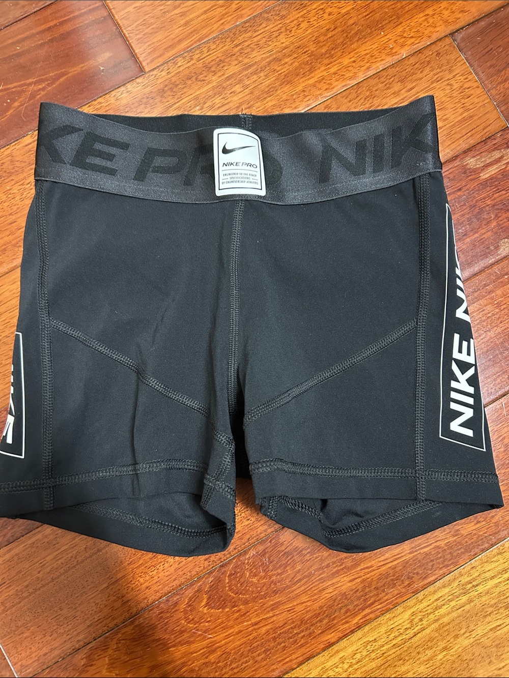 Nike Black Athletic Compression Shorts with Side Logo